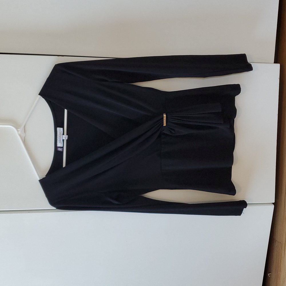 Jennifer Lopez Black Blouse | Size S | Gold Embellishment